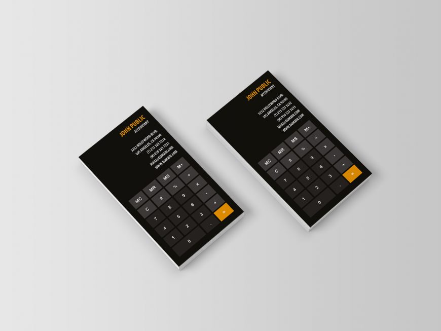 Unique Business Cards for Accountants showing a Calculator