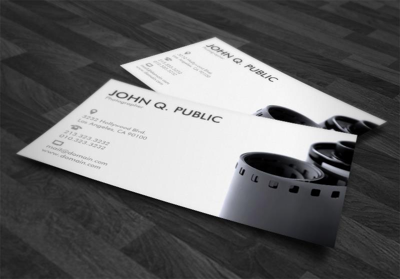 Elegant black and white business cards for photographers