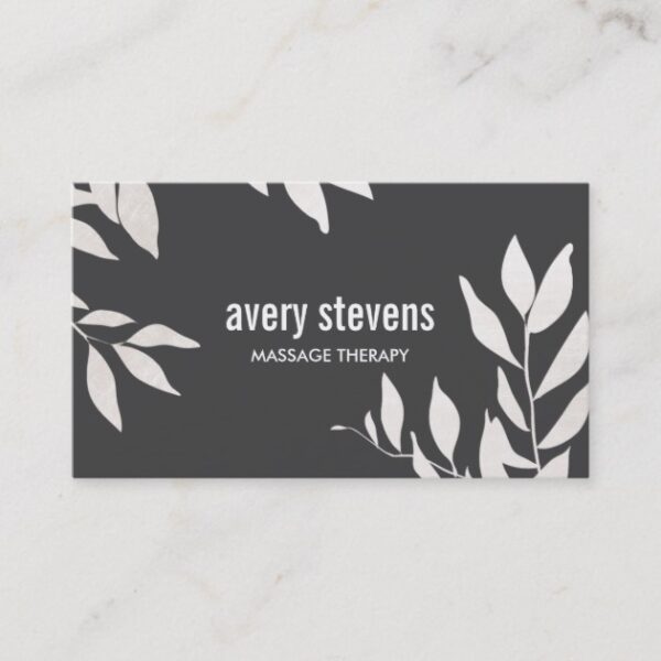 Bold Black and White Holistic Massage Therapist Business Card