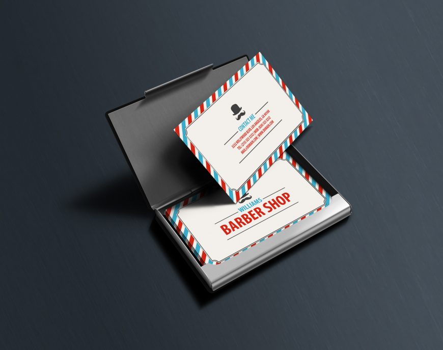 Business Cards Template for Barbers with Classic Barbershop Colors
