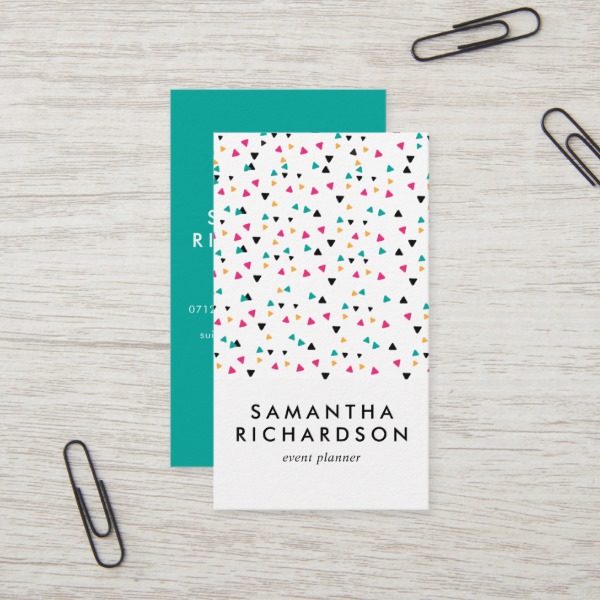 Colorful Triangle Confetti Pattern Business Card