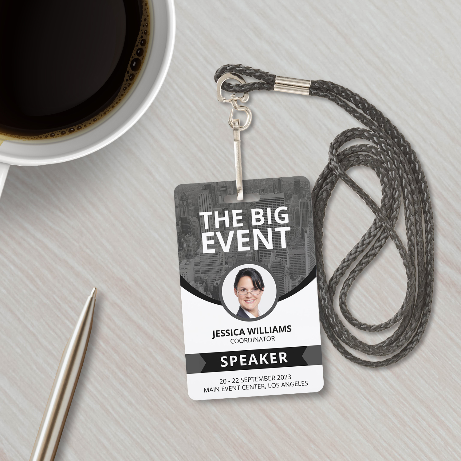 Photo of ID badge for Event Staff