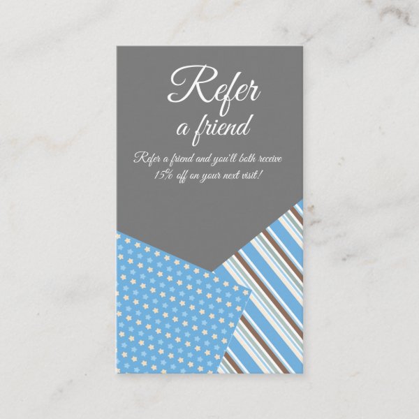 Editable Blue and Brown Stars and Stripes Referral Card