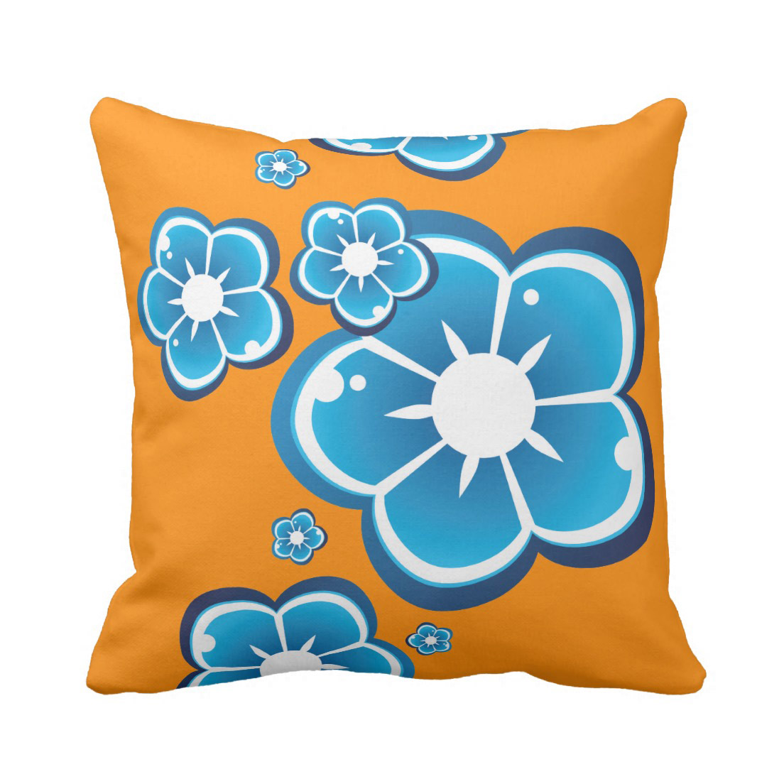 floral flower blue orange pillow
