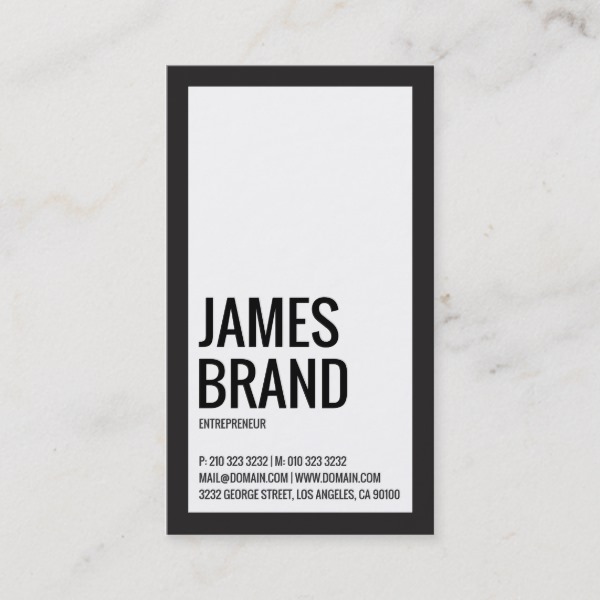 Black and White Minimalist Bold Business Card