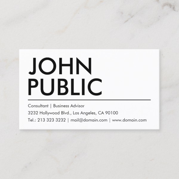 Simple Plain White Bold Name Business Card