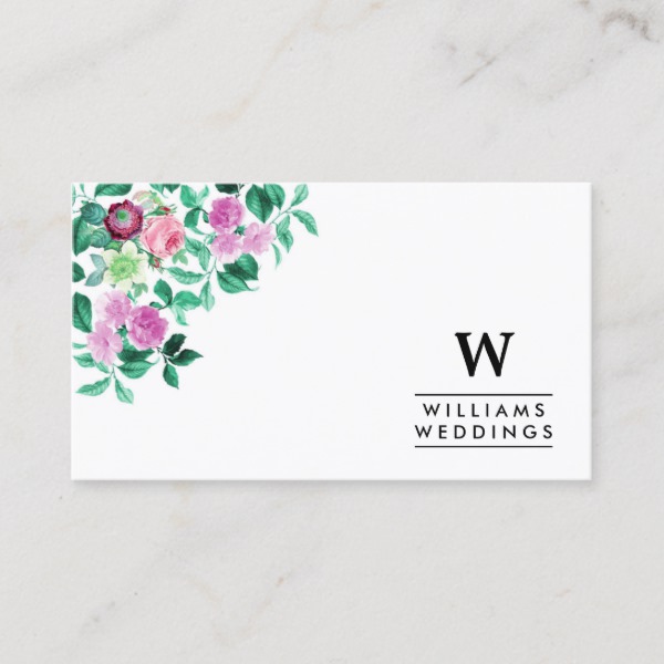 Elegant Floral Flower Wedding Event Planner Business Card