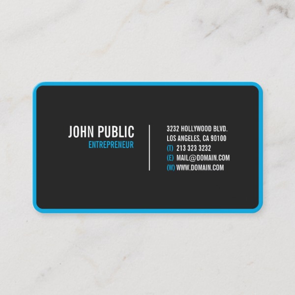 Modern Black Rounded Corners Business Card