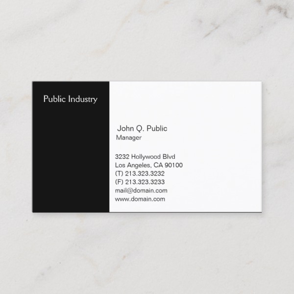 Simple Modern Professional Black and White Business Card