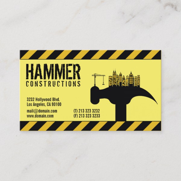 Modern Construction Builder Contractor Business Card J32