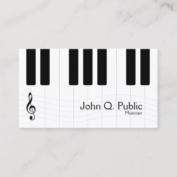 Black and White Musician Piano Business Card