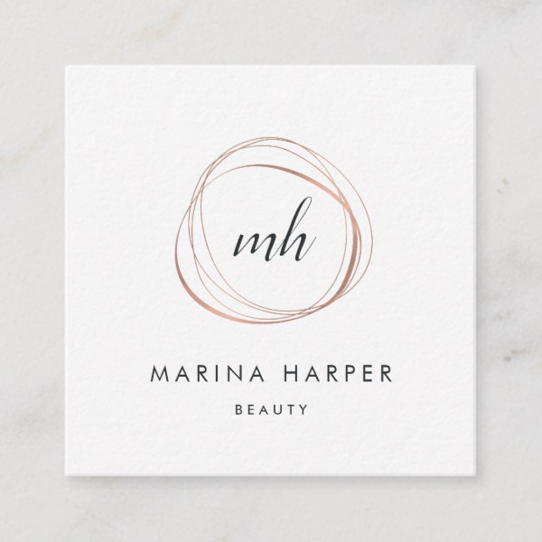 Modern Faux Rose Gold Abstract Square Business Card