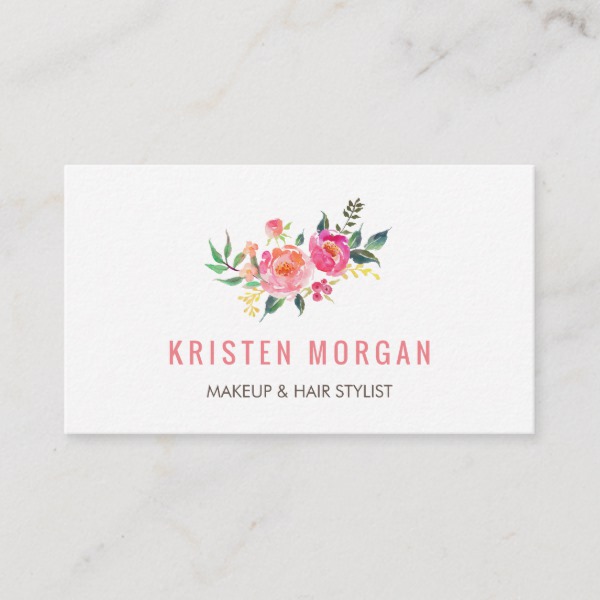 Modern Watercolor Floral Facebook Instagram Icon Business Card