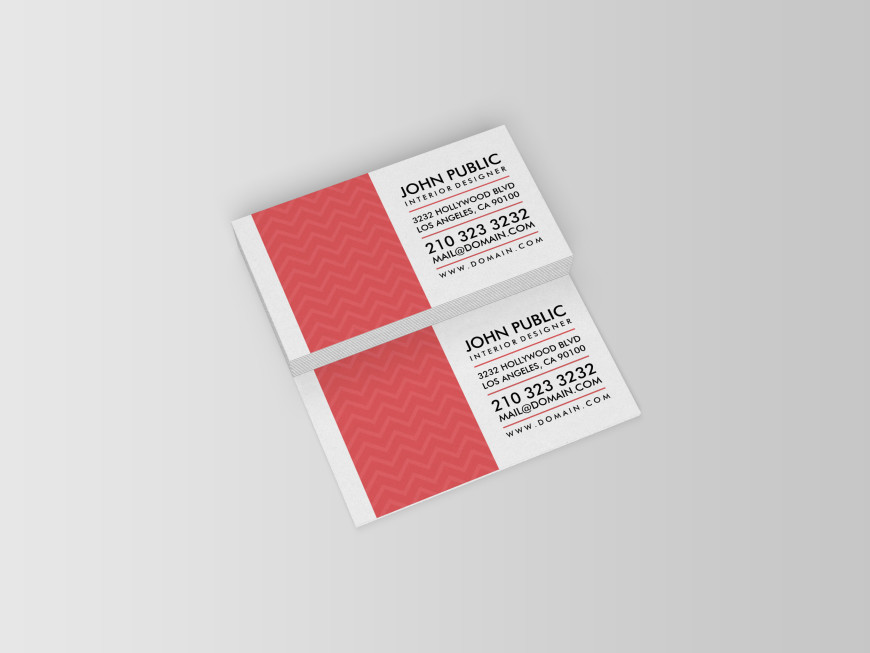 Image of Interior Designer Business Cards with Red Chevron Pattern