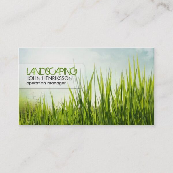landscaping lawn care gardener business card re885556fde8f4ff2b549319fb358acce em40b 630