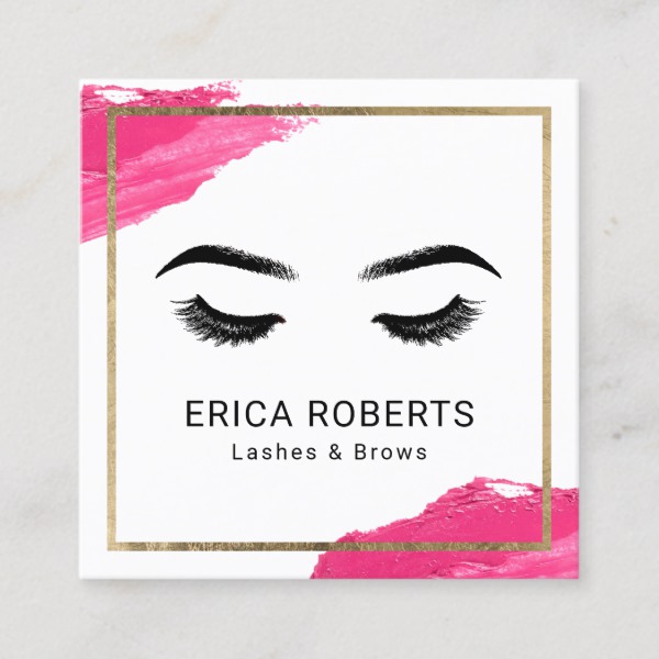Lashes & Brows Makeup Artist Modern Beauty Salon Square Business Card