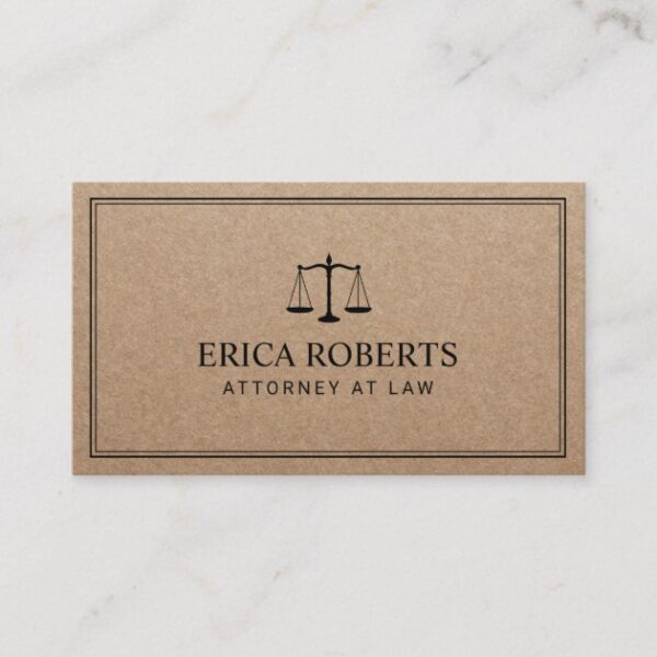 Lawyer Attorney at Law Rustic Kraft Law Office Business Card