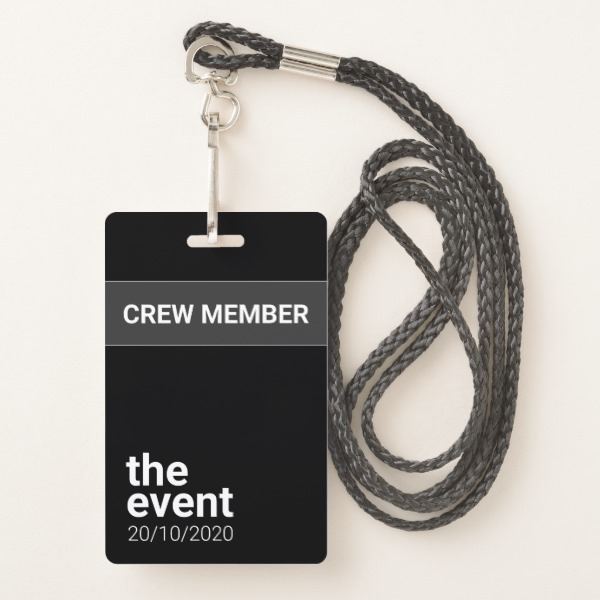 black and white event badge