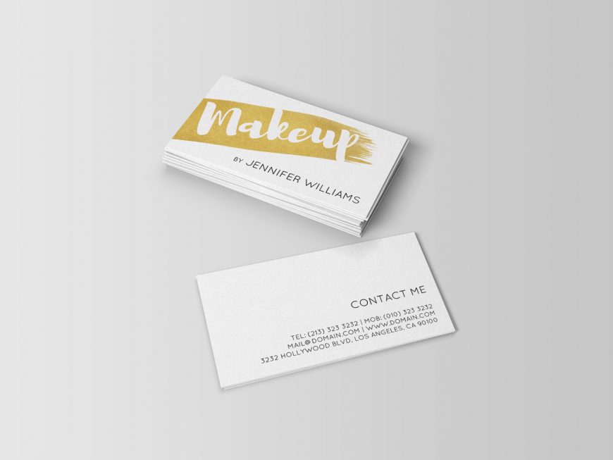 Brushed Faux Gold Makeup Artist Business Card