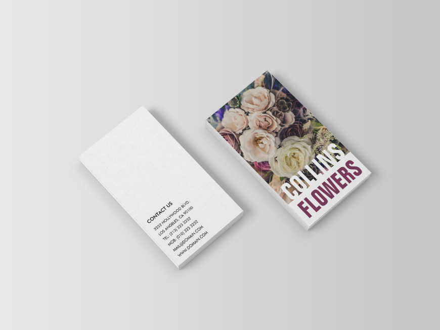 Vertical Bold Florist Flower Shop Business Cards