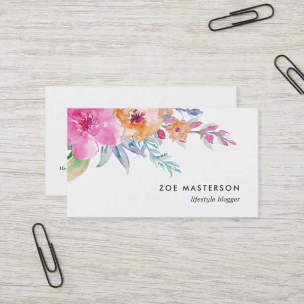 Painted Watercolor Floral Business Card