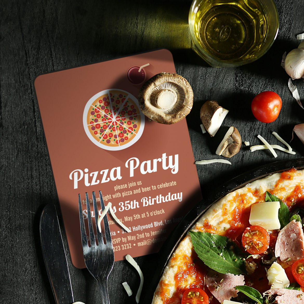 Pizza Party Invitation Design Template