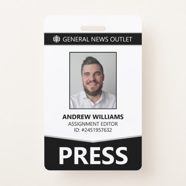 Black Journalist Press Pass ID Badge