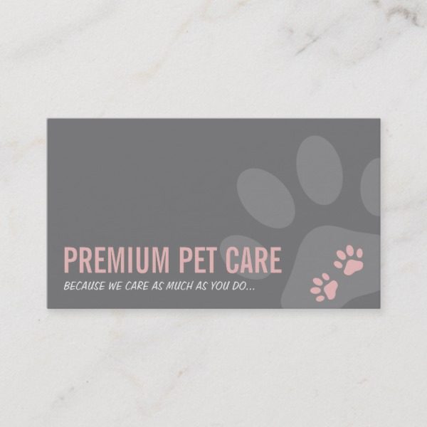 professional paw prints pet care cute pink gray business card re3e7de74e12b45dfb1177ac467e6628e em40b 600