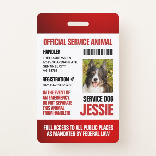 service animal ID badge