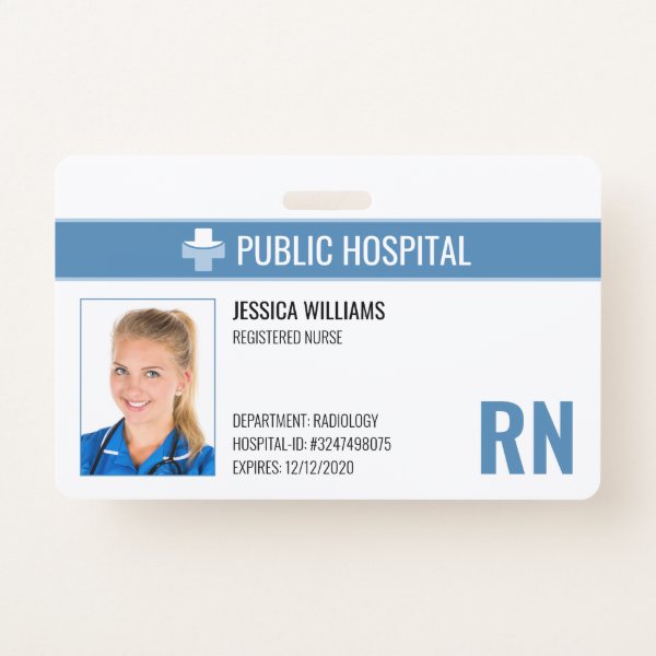 Registered Nurse RN Hospital Employee ID Badge