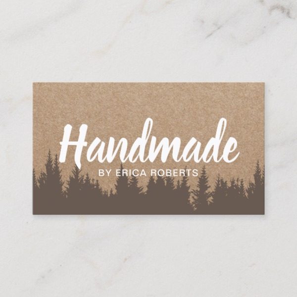 rustic handmade minimalist pine forest kraft business card rac32cefa861a4991b0925e4f796a3df9 em40i 600