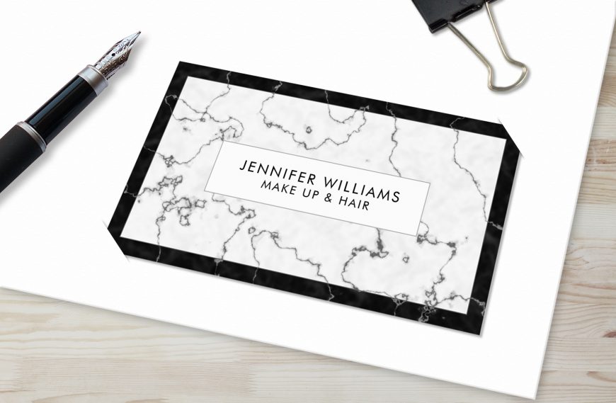 Trendy Black and White Marble Business Cards